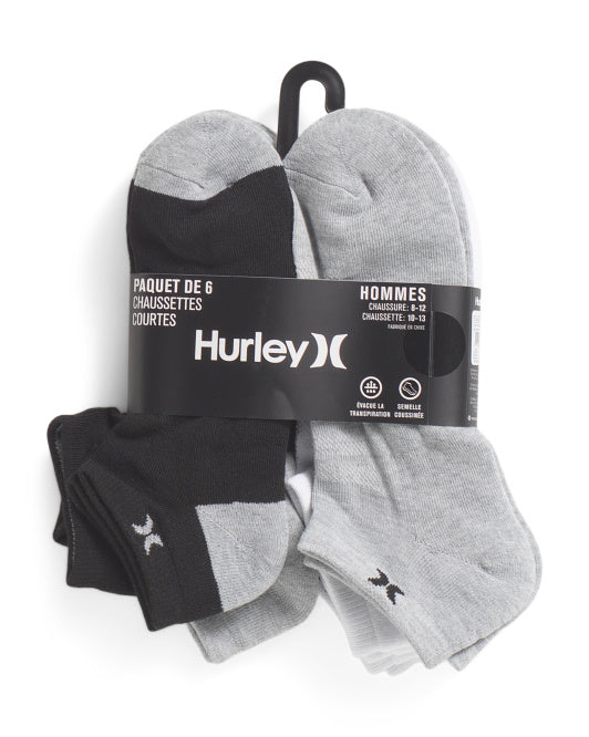 HURLEY 6pk Low Cut Athletic Socks
