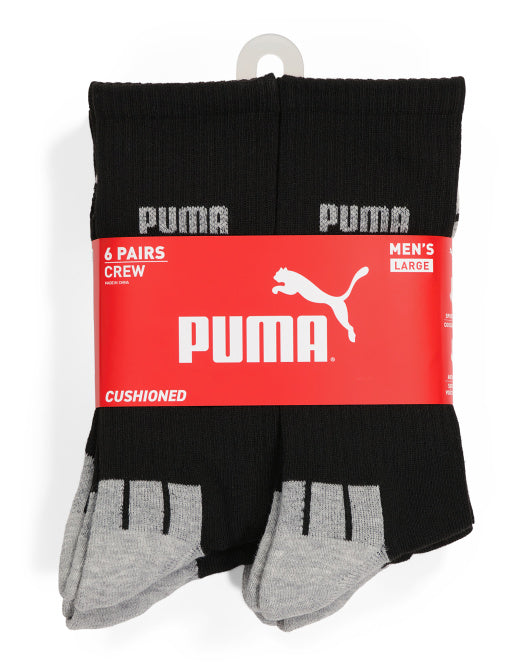PUMA Men's 6pk Half Terry Crew Socks