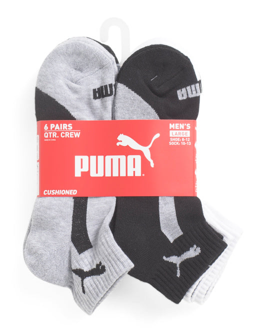 PUMA Men's 6pk Quarter Crew Socks